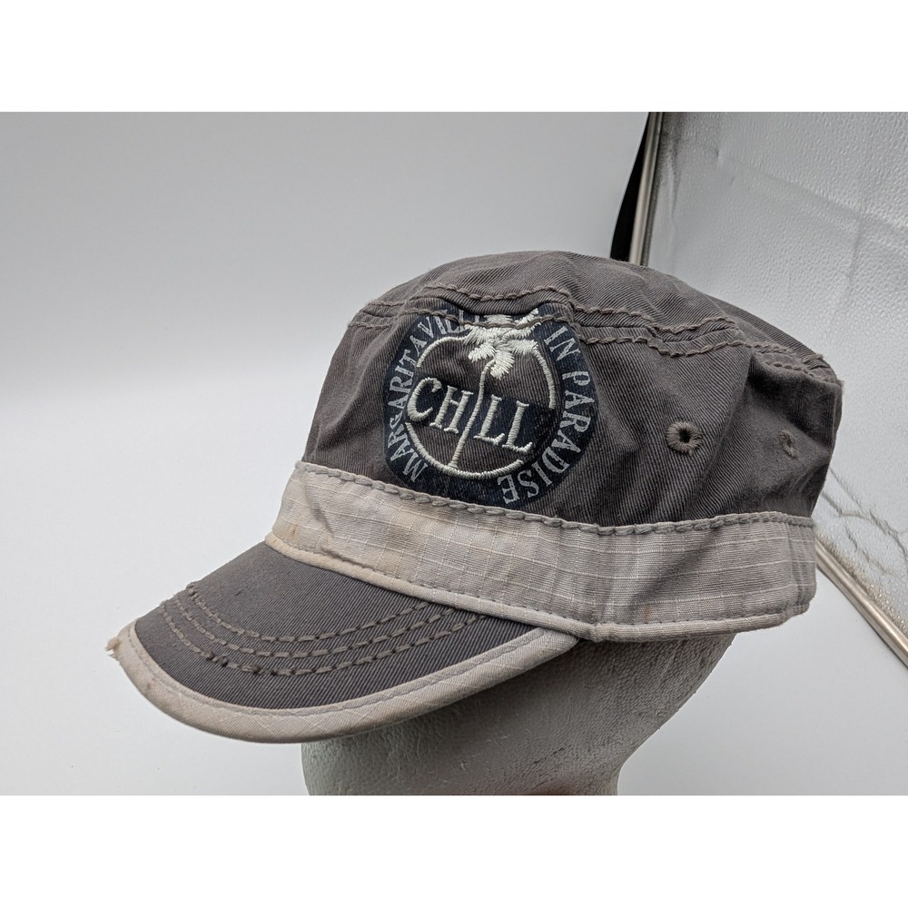 Margaritaville Chill In Paradise Gray Cotton Cadet Military Style Hat Est 1977